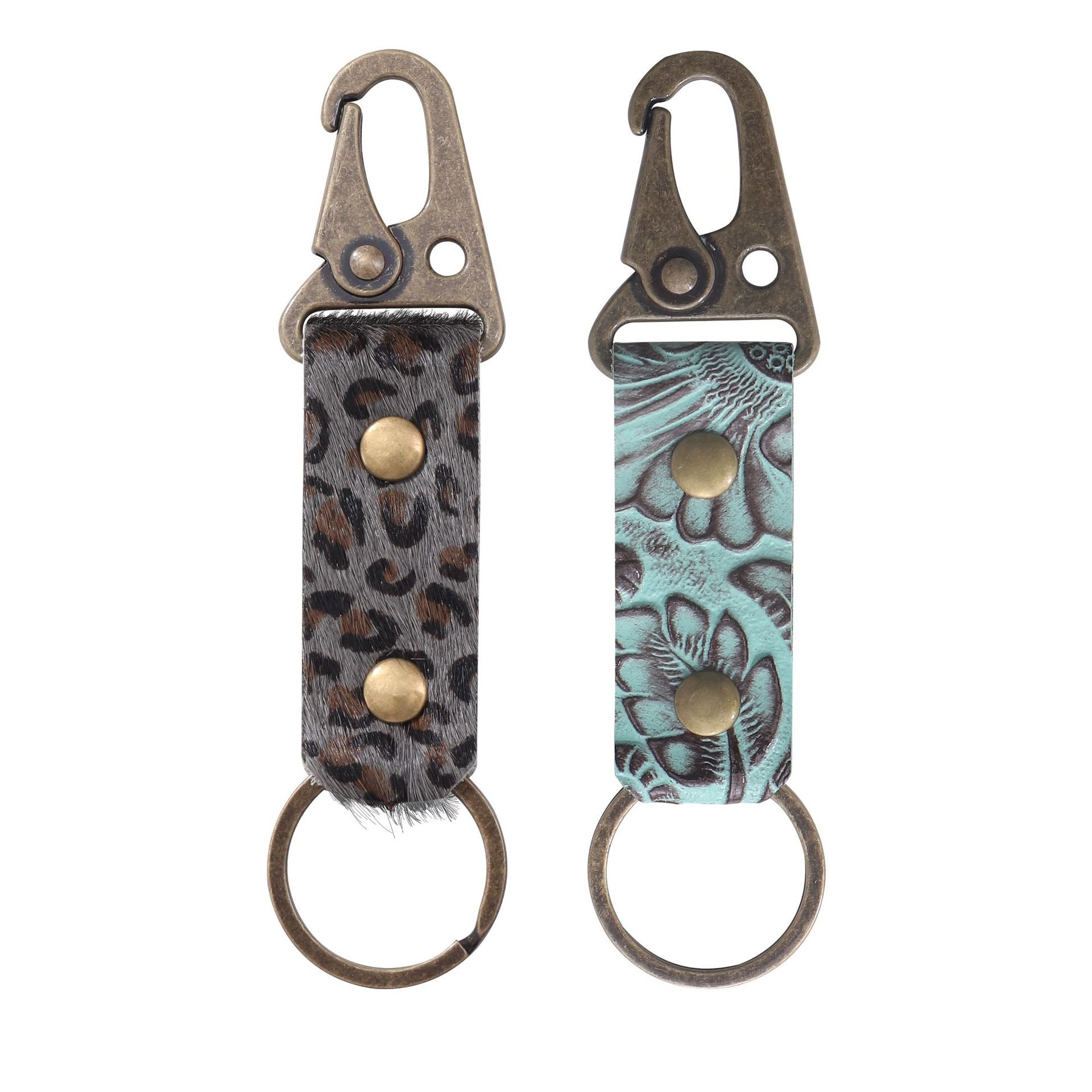 Wholesale Leather Leopard Embossed Carved Vintage Wind Keychain